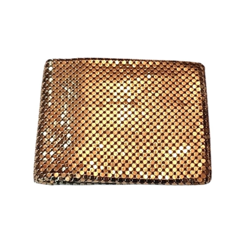 Vintage Whiting & Davis 1920's Gold Mesh Wallet Sequin Lined Billfold Retro Fun